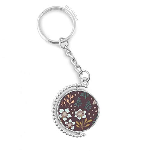 Porte-clés peinture fleur marron 1,2 x 3,5 pouces pour sac