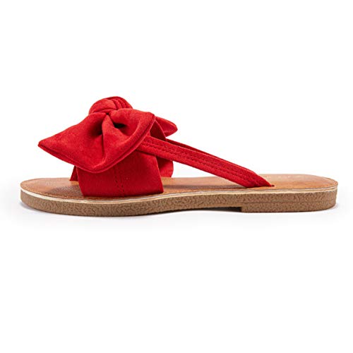 Image of FISACE Womens Bow Flat Sandals Flip Flops Slide Sandals Summer Beach Shoes
