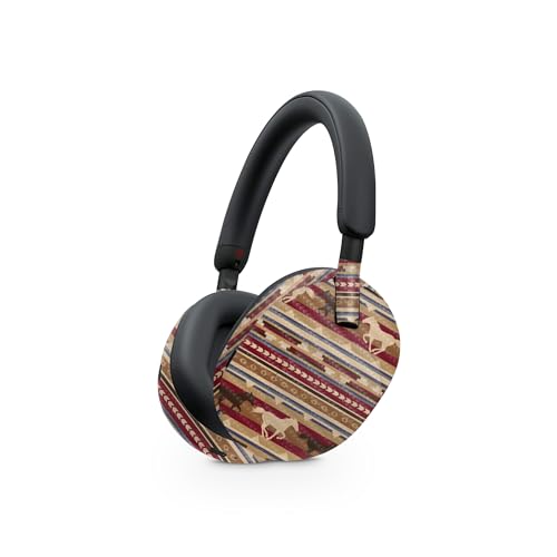 Image of MightySkins Carbon Fiber Skin Compatible with Sony WH-1000XM5 Headphones - Western Horses | Protective, Durable Textured Carbon Fiber Finish | Easy to Apply