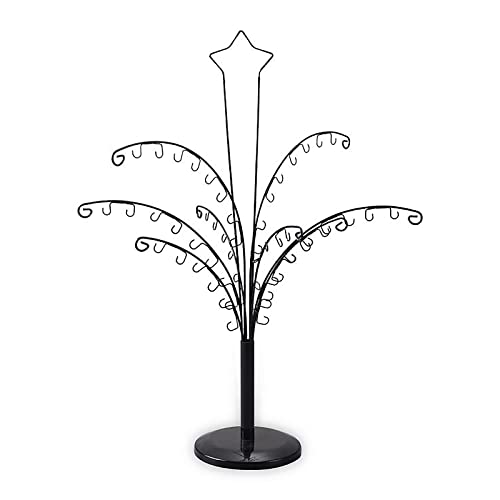 Panonw Schmuckständer mit Sockel, 59 cm, abnehmbar, Metall, Halloween, Weihnachten, Schmuckständer, Schmiedeeisen, Dekoration, Baum (schwarz) Cover