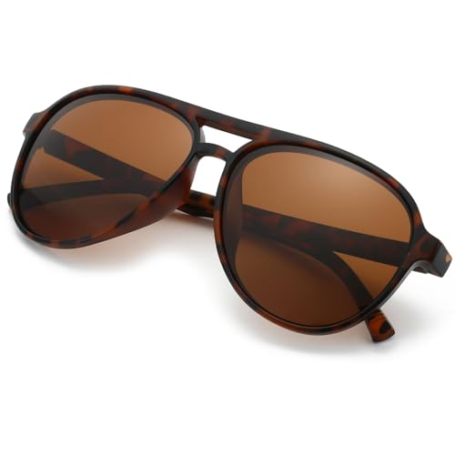 Image of Freckles Mark Classic Aviator Polarized Sunglasses for Men Women Double Bridge Retro 70s 80s Glasses Coloful Shades