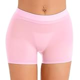 CHICTRY Womens Lingerie Mesh See-Through Sheer Boyshort Underwear 4# Pink One Size