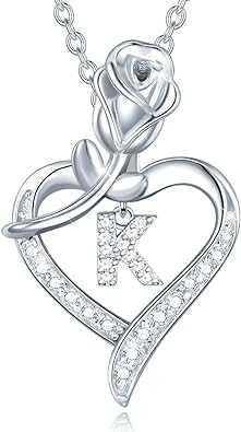 Bling Queen Womens Silver Initial Zirconia Flower Heart Pendant Necklace, Initial Pendant Necklace, Alphabet Necklace, Heart Letter Pendant, Custom Initial Necklace, Dainty Initial Necklace(Silver) (B0CT5KCN8J) Amazon Price History, Amazon Price Tracker