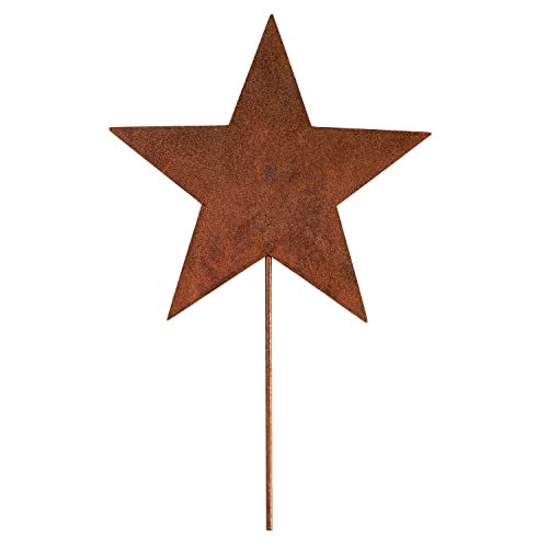 Deko Kind - Rostiger Stern zum Stecken - 18x18cm - Wetterbeständig -...