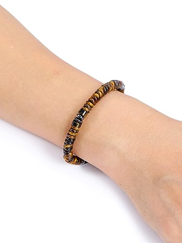 Jovivi Healing Crystal Bracelet for Men Hematite Black Obsidian Tiger Eye Gemstone Beaded Bracelets Adjustable Protection Crystals Natural Stone Beads Bracelet for Men Women Anxiety Relief
