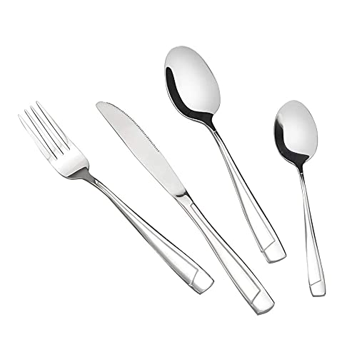 Sandmovie 24 Stück Edelstahlbesteck Essbesteck Besteckset Tafelbesteck Besteck, Service für 6 Cover