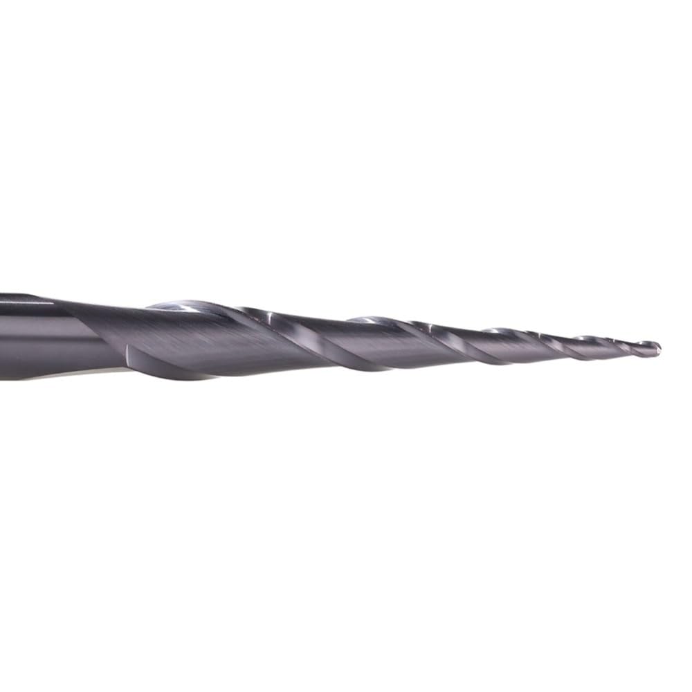 Fresa de extremo de carburo sólido de tungsteno, vástago de 4mm, 6mm y 8mm, punta de bola, fresas de extremo cónico, fresa cónica CNC for madera y Metal(R1.0-47-D8-TiAlN)