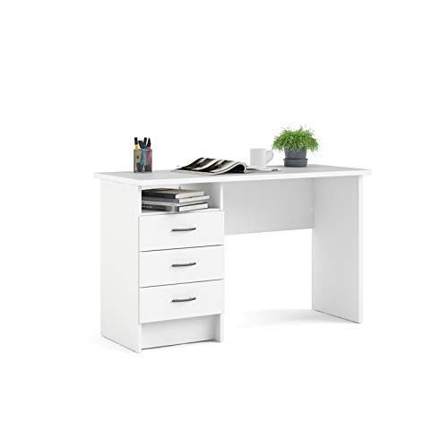 Tvilum Whitman Desk With 3 Drawers, White #TOP5