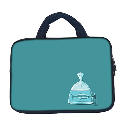 Image of TheSkinMantra Chain Laptop Sleeve Bag Compatible with Laptop /Macbooks /Chrombook /Notebook /Zbook (15.6 Inch [Handle], I Love Shark)