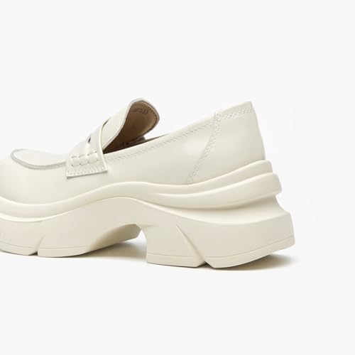 Image of BEAU TODAY Womens Platform Loafers, Leather Penny Loafer Shoes