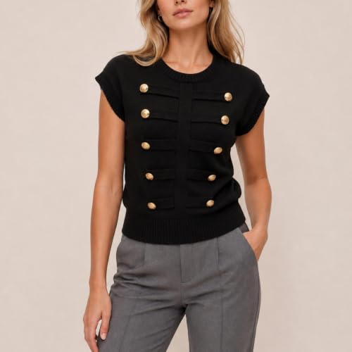 Image of Women Graphic Sweater Vest Y2k Knit Tank Top Lightweight Pullover Top