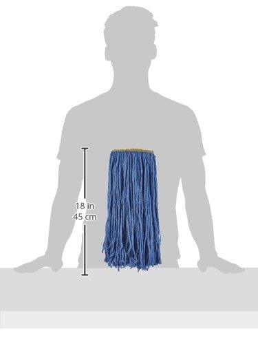 Amazon Basics Cut-End Cotton Commercial String Mop Head, 1.25 Inch Headband, Medium, Blue, 6-Pack