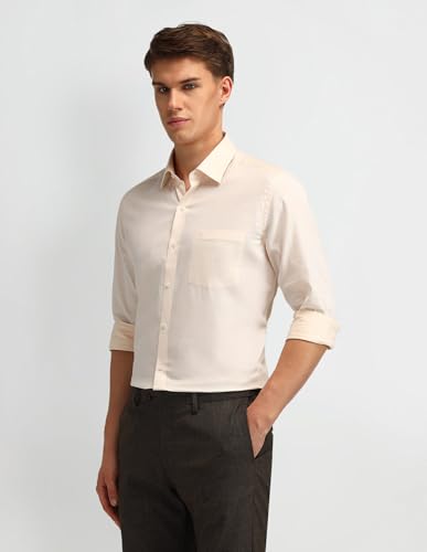 Image of Arrow Men Slim fit Cotton Printed Long Sleeves Semi-Cutaway Collar Shirt