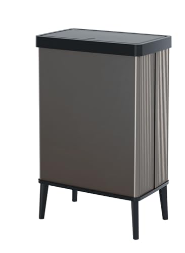 Curver Keter Verto - Cubo de basura de recogida selectiva, tapa a presión, doble compartimento, diseño elegante, reciclable, ideal para baño, salón u oficina, capacidad 54 litros, gris perla