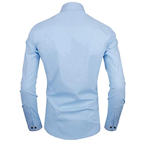 Image of Zombom Men's Solid Cotton Blend Regular Fit Full Sleeve Collared Neck Casual Shirt for Men