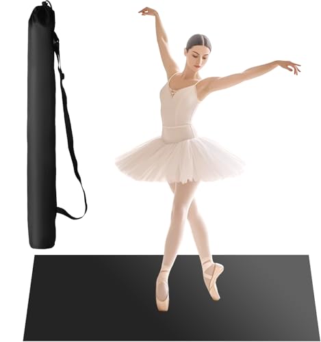 MIRNGJI - MIRNGJI Portable Dance Floor Smooth Ballet Floor Vinyl Dance Mat for Home Stage Studios Kids Adults Practice Improve, Ballet, Tap, Jazz, Outdoor Dance (Black)
