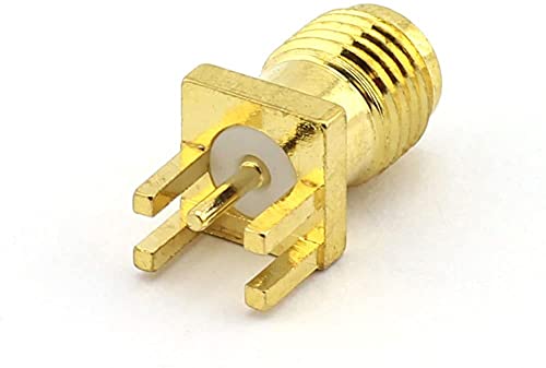 Image of RP SMA Female PCB Panel Edge Mount Plug with 4 Pins Stand Straight Connector RF Coax Coaxial Adapter (50 PCS)