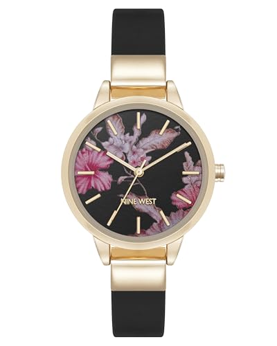 Nine West Floral Dial Watch NW/3198FLBK