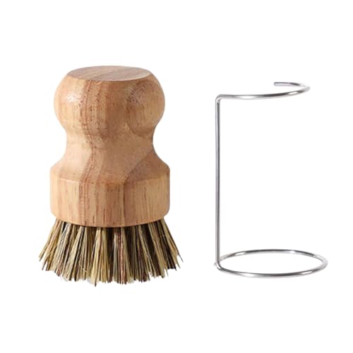 Cepillo de cocina, cepillo limpiador de cerdas con mango de madera y escurridor, cepillo para ollas baño ducha azulejos limpieza lavado
