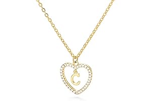 S.J Jewelry Gold Heart Initial J Necklace for Women