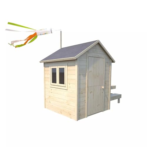 SOULET Tiana Wooden Playhouse - 7FT x 4FT - Wooden Kids Outdoor Playhouse for Children - Waterproof Roofing Material Included - Double Barn Hatch Door - Double Opening Window - 1 Picnic Table