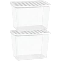 Muddy Hands 2 x 80 Litre Clear Plastic Storage Boxes with Lids - Stackable Large Storage Containers for Home, Office, Garage & Loft - Durable Transparent Organiser Boxes