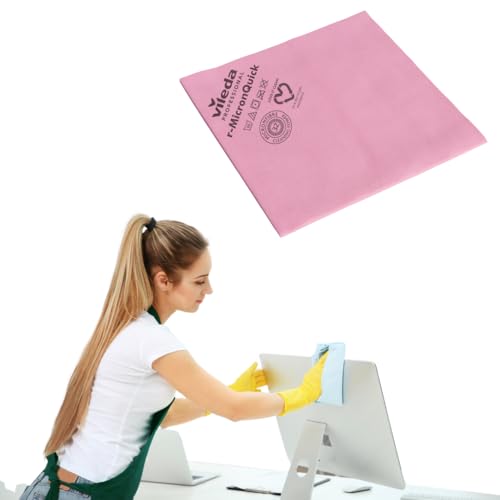 Vileda Professional | r-MicronQuick - Bayeta Microfibra reciclada roja - Caja 20 Paquetes x 5 Unidades