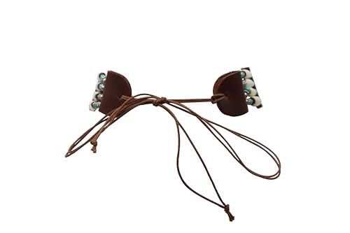 outROAR Gear Native Style Bone Choker Necklace- Four Row American Indian Inspired Regalia - Rustic Beige with Blue/Brown Accents2