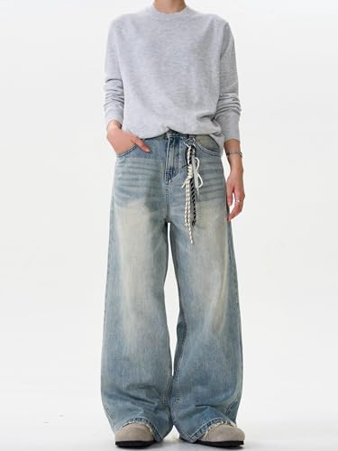 GUOYUXIAO Men's Jeans Washed Denim Jeans Loose Fit Trouser for Men4