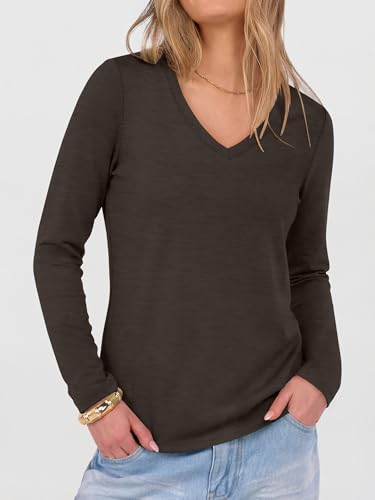 Image of ANRABESS Women's Long Sleeve Shirts V Neck Fall Tops