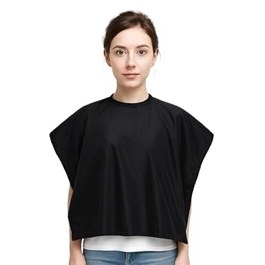 MAKSTILE Short Hair Cutting Cape for Women & Men | Salon & Home Use Hair Dye, Styling, Makeup Apron | Lightweight Barber Cape for Haircut, Shampoo & Beauty Artists - Size: 47 x 31 Inches-image-0