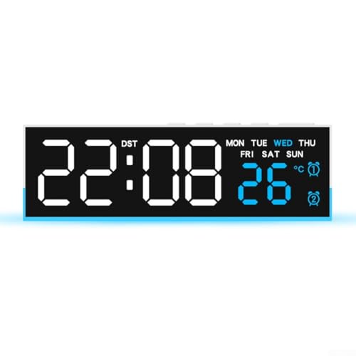 Pumixiy Horloge veilleuse LED avec lueur ambiante, contrôle de la luminosité à 3 niveaux, pièce et adaptateur secteur – Horloge électronique numérique multifonction pour la maison et la chambre