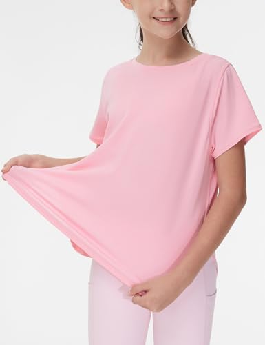 Image of THE GYM PEOPLE Girl's Athletic ShirtsWorkout Tops with Side Slits | Soft, Breathable, Side slits, Relaxed fit, Easy to match, For running, dancing and daily wear