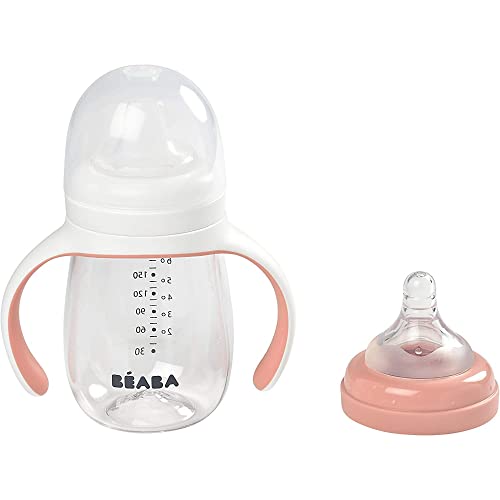 BÉABA - Trinklernbecher - 2 in 1 Babyflasche - Kindertasse mit Strohhalm - 100% dicht - Leicht zu öffnen - Abnehmbare Griffe -Tritan und… – Ansicht 4