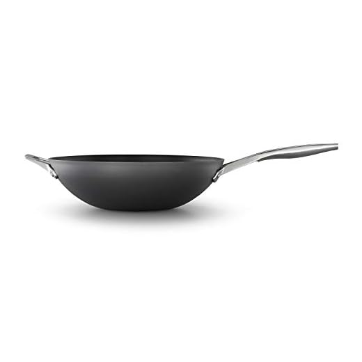 Calphalon Premier Hard-Anodized Nonstick Cookware 13-Inch Flat Bottom Wok, Black
