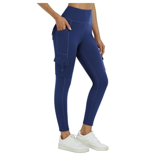 JINSHI Leggings Deportivos Mujer Pantalones Yoga Jogger Cargo Leggins Cintura Alta Invierno Forro Polar Gimnasio Fitness Correr Senderismo Pantalones Multibolsillos Azul Marino Talla M