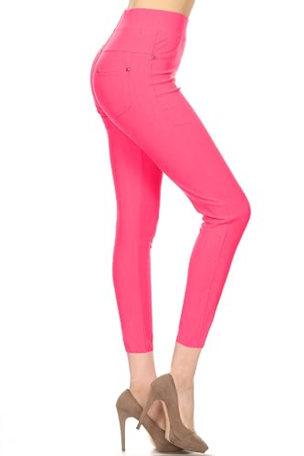 Image of Leggings Depot Women's Cotton Blend Stretch Pull-on Jeggings Casual Pants with Pockets (Available in Plus Size)