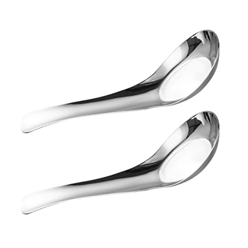 2pcs Tablespoon Honey Decor Sauce Espresso Spoons Cocktail Spoons Dinner Spoon Chinese Soup Rice Serving Spoon Eat Learning Spoons Stainless Steel Concentrate Toddler Cooking Spoon