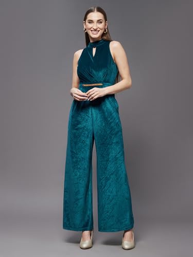 Image of Miss Chase Women's Keyhole Neck Regular Sleeve Regular Length Jumpsuit with Pockets