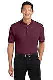 Port Authority Men's Silk Touch Polo with Pocket L Burgundy
