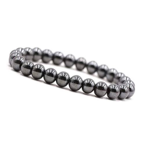 Unique Gems Pulsera de perlas de hematita Ø 8 mm Pulsera para la mujer...