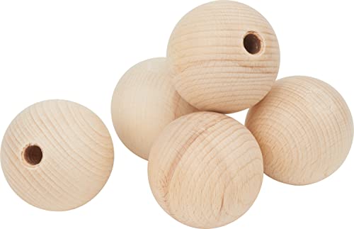 Perles en bois demi-percées, Ø 50 mm 5 pièces