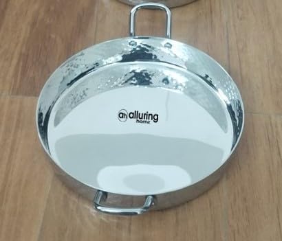 Alluring Homz Stainless Steel Round Hammered Serving Dish Bowl with Handles Serveware & Tableware, Home Restaurant,Kitchen 500 ML (6)