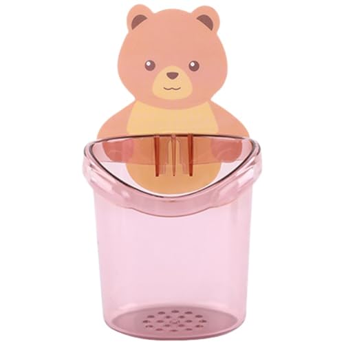 NEIQIUWING El vaso para cepillo de dientes 'Oso abrazos' para el baño está unido a la bandeja de drenaje montada en la pared.