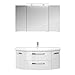 Produktbild Pelipal FOKUS 4010 Bad Möbel Set (3 teilig) / Weiß Hochglanz, Spiegelschrank, Keramikwaschtisch, Unterschrank, LED Beleuchtung