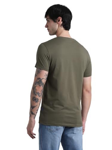 Image of Jack & Jones Men Pure Cotton Typography Printed Slim Fit T-Shirt