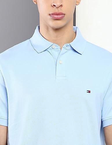 Image of Tommy Hilfiger Solid Regular fit Cotton Polo t-Shirt