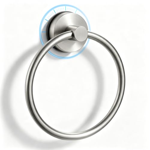 Image of SetSail Suction Cup Towel Holder,Vacuum Towel Ring, Brushed Nickel