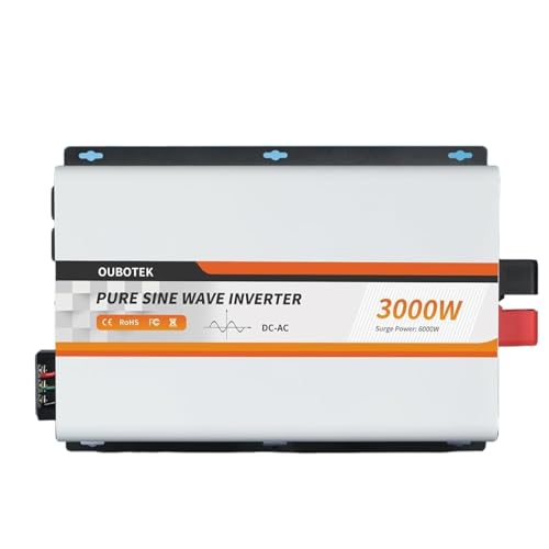 3000W LCD Display and 4 AC Outlets Pure Sine Wave Inverter, DC 24V to AC 220V USB Port Converter for Truck Boat Camping Outdoor(24 V)