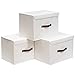 OUTBROS Boîte de Rangement, 45 x 30 x 30 cm Paniers de Rangement Pliables avec Couvercles et Poignées, Boîte Range pour Vêtement, Jouets, Magazine pour , Chambre à Coucher (3 pièces,Blanche)